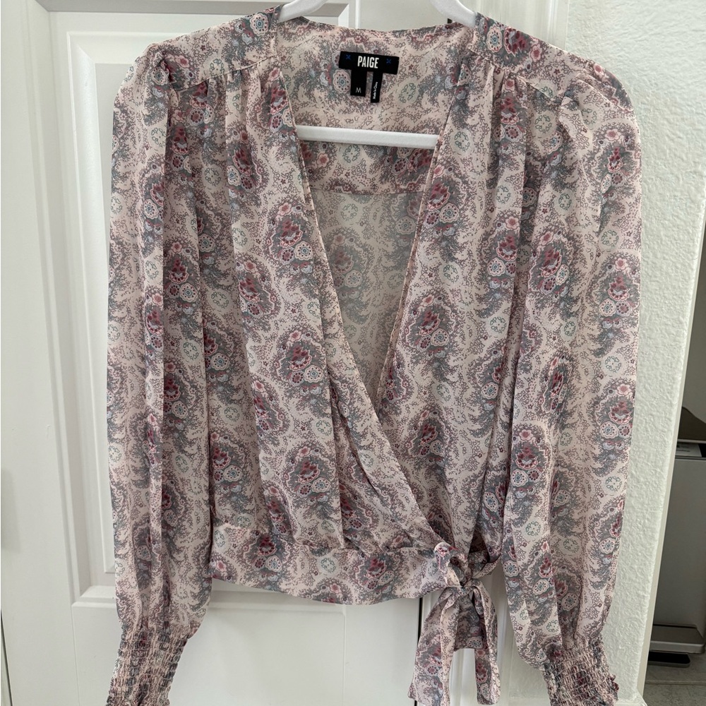 PAIGE Women's Paisley Wrap Blouse - Pink and Gray